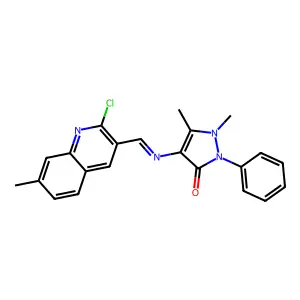 (E)-4-(((2-chloro-7-methylquinolin-3-yl)methylene)amino)-1,5-dimethyl-2-phenyl-1H-pyrazol-3(2H)-one structure