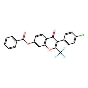 3-(4-chlorophenyl)-4-oxo-2-(trifluoromethyl)-4H-chromen-7-yl benzoate structure