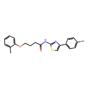 N-[4-(4-bromophenyl)-1,3-thiazol-2-yl]-4-(2-methylphenoxy)butanamide structure