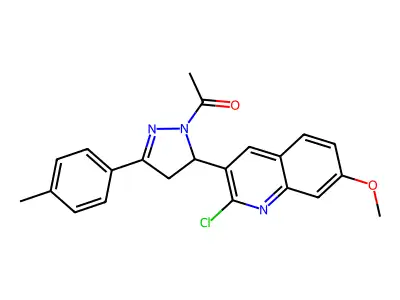 1-(5-(2-chloro-7-methoxyquinolin-3-yl)-3-(p-tolyl)-4,5-dihydro-1H-pyrazol-1-yl)ethanone structure