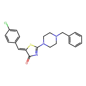 (5E)-2-(4-benzylpiperazin-1-yl)-5-[(4-chlorophenyl)methylidene]-1,3-thiazol-4-one structure