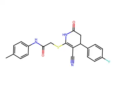 2-{[3-cyano-4-(4-fluorophenyl)-6-oxo-1,4,5,6-tetrahydropyridin-2-yl]sulfanyl}-N-(4-methylphenyl)acetamide structure