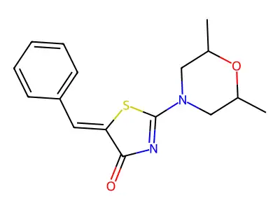 5-benzylidene-2-(2,6-dimethyl-4-morpholinyl)-1,3-thiazol-4(5H)-one structure