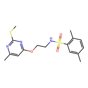 2,5-dimethyl-N-[2-(6-methyl-2-methylsulfanylpyrimidin-4-yl)oxyethyl]benzenesulfonamide structure