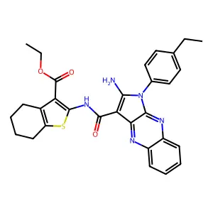 ethyl 2-({[2-amino-1-(4-ethylphenyl)-1H-pyrrolo[2,3-b]quinoxalin-3-yl]carbonyl}amino)-4,5,6,7-tetrahydro-1-benzothiophene-3-carboxylate structure
