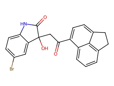 5-bromo-3-[2-(1,2-dihydroacenaphthylen-5-yl)-2-oxoethyl]-3-hydroxy-1H-indol-2-one structure