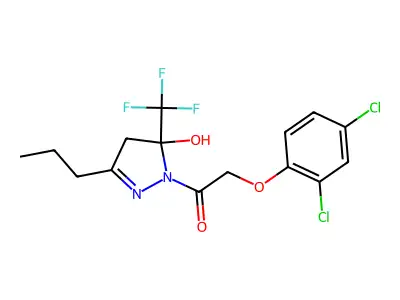 2-(2,4-dichlorophenoxy)-1-[5-hydroxy-3-propyl-5-(trifluoromethyl)-4,5-dihydro-1H-pyrazol-1-yl]ethanone structure