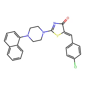 (5E)-5-[(4-chlorophenyl)methylidene]-2-(4-naphthalen-1-ylpiperazin-1-yl)-1,3-thiazol-4-one structure
