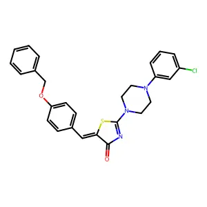 (5E)-5-[4-(benzyloxy)benzylidene]-2-[4-(3-chlorophenyl)piperazin-1-yl]-1,3-thiazol-4(5H)-one structure