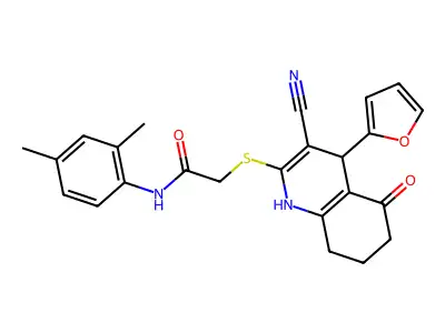 2-{[3-cyano-4-(furan-2-yl)-5-oxo-1,4,5,6,7,8-hexahydroquinolin-2-yl]sulfanyl}-N-(2,4-dimethylphenyl)acetamide structure