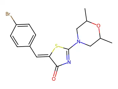5-(4-bromobenzylidene)-2-(2,6-dimethyl-4-morpholinyl)-1,3-thiazol-4(5H)-one structure
