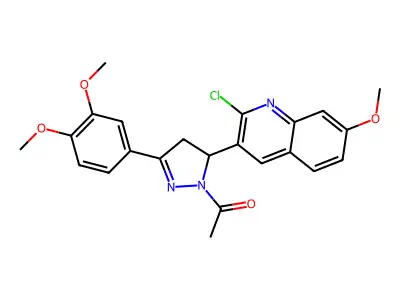 1-[5-(2-chloro-7-methoxyquinolin-3-yl)-3-(3,4-dimethoxyphenyl)-4,5-dihydro-1H-pyrazol-1-yl]ethan-1-one structure