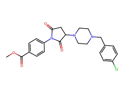 Methyl 4-{3-[4-(4-chlorobenzyl)piperazin-1-yl]-2,5-dioxopyrrolidin-1-yl}benzoate structure