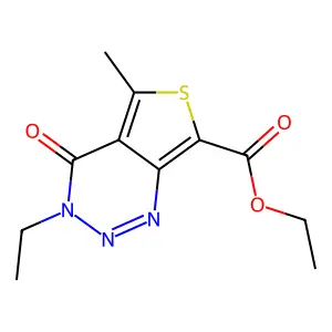 3,4-Dihydro-3-ethyl-5-methyl-7-ethoxycarbonylthieno[3,4-d]-1,2,3-triazin-4-one structure