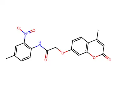 N-(4-methyl-2-nitrophenyl)-2-(4-methyl-2-oxochromen-7-yl)oxyacetamide structure