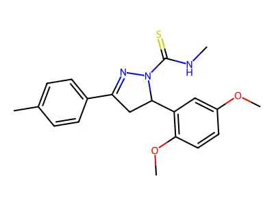 5-(2,5-dimethoxyphenyl)-N-methyl-3-(p-tolyl)-4,5-dihydro-1H-pyrazole-1-carbothioamide structure