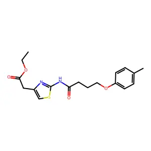 [2-(4-p-Tolyloxy-butyrylamino)-thiazol-4-yl]-acetic acid ethyl ester structure
