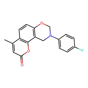9-(4-Fluorophenyl)-4-methyl-8,10-dihydropyrano[2,3-f][1,3]benzoxazin-2-one structure