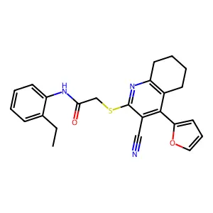 2-[[3-cyano-4-(furan-2-yl)-5,6,7,8-tetrahydroquinolin-2-yl]sulfanyl]-N-(2-ethylphenyl)acetamide structure