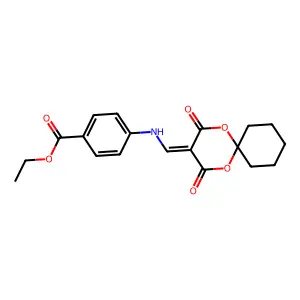 Ethyl 4-{[(2,4-dioxo-1,5-dioxaspiro[5.5]undec-3-ylidene)methyl]amino}benzoate structure