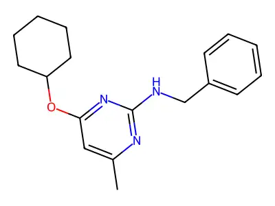 N-benzyl-4-cyclohexyloxy-6-methylpyrimidin-2-amine structure