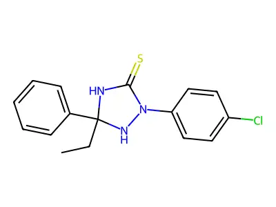 2-(4-Chlorophenyl)-5-ethyl-5-phenyl-1,2,4-triazolidine-3-thione structure