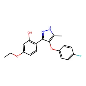 5-Ethoxy-2-(4-(4-fluorophenoxy)-5-methyl-1H-pyrazol-3-yl)phenol structure