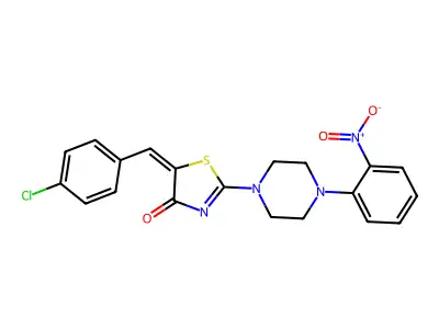 (5E)-5-[(4-chlorophenyl)methylidene]-2-[4-(2-nitrophenyl)piperazin-1-yl]-1,3-thiazol-4-one structure