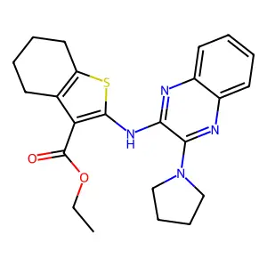 ethyl 2-{[3-(pyrrolidin-1-yl)quinoxalin-2-yl]amino}-4,5,6,7-tetrahydro-1-benzothiophene-3-carboxylate structure