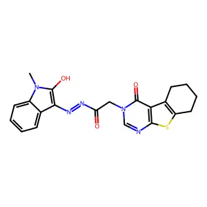 N-(2-Hydroxy-1-methylindol-3-yl)imino-2-(4-oxo-5,6,7,8-tetrahydro-[1]benzothiolo[2,3-d]pyrimidin-3-yl)acetamide structure