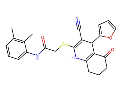 2-{[3-cyano-4-(furan-2-yl)-5-oxo-1,4,5,6,7,8-hexahydroquinolin-2-yl]sulfanyl}-N-(2,3-dimethylphenyl)acetamide structure