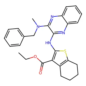 ethyl 2-({3-[benzyl(methyl)amino]quinoxalin-2-yl}amino)-4,5,6,7-tetrahydro-1-benzothiophene-3-carboxylate structure