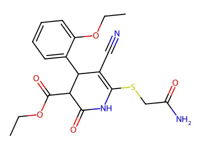 ethyl 6-((2-amino-2-oxoethyl)thio)-5-cyano-4-(2-ethoxyphenyl)-2-oxo-1,2,3,4-tetrahydropyridine-3-carboxylate structure