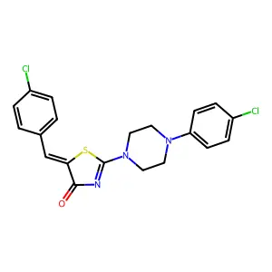 (5E)-5-(4-chlorobenzylidene)-2-[4-(4-chlorophenyl)piperazin-1-yl]-1,3-thiazol-4(5H)-one structure