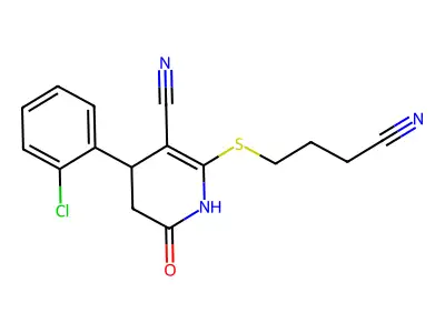 4-(2-chlorophenyl)-6-(3-cyanopropylsulfanyl)-2-oxo-3,4-dihydro-1H-pyridine-5-carbonitrile structure