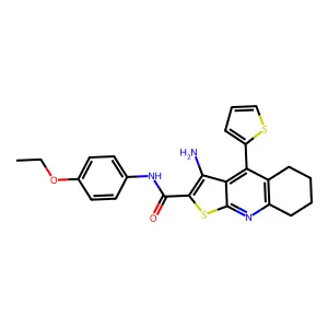 3-amino-N-(4-ethoxyphenyl)-4-(thiophen-2-yl)-5,6,7,8-tetrahydrothieno[2,3-b]quinoline-2-carboxamide structure
