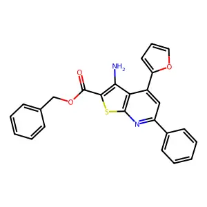 Benzyl 3-amino-4-(furan-2-yl)-6-phenylthieno[2,3-b]pyridine-2-carboxylate structure