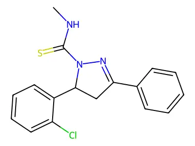 5-(2-chlorophenyl)-N-methyl-3-phenyl-4,5-dihydro-1H-pyrazole-1-carbothioamide structure