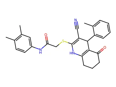 2-{[3-cyano-4-(2-methylphenyl)-5-oxo-1,4,5,6,7,8-hexahydroquinolin-2-yl]sulfanyl}-N-(3,4-dimethylphenyl)acetamide structure