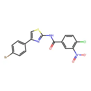 N-[4-(4-bromophenyl)-1,3-thiazol-2-yl]-4-chloro-3-nitrobenzamide structure