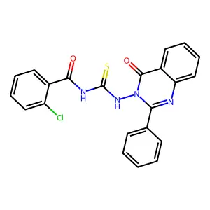 2-chloro-N-[(4-oxo-2-phenylquinazolin-3(4H)-yl)carbamothioyl]benzamide structure