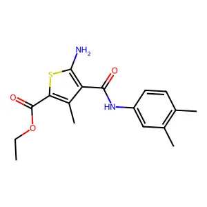Ethyl 5-amino-4-((3,4-dimethylphenyl)carbamoyl)-3-methylthiophene-2-carboxylate structure