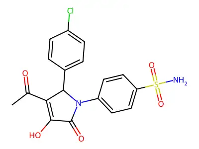 4-[3-acetyl-2-(4-chlorophenyl)-4-hydroxy-5-oxo-2H-pyrrol-1-yl]benzenesulfonamide structure
