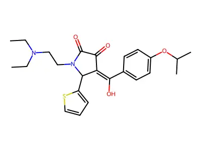1-(2-diethylaminoethyl)-4-[hydroxy-(4-propan-2-yloxyphenyl)methylidene]-5-thiophen-2-ylpyrrolidine-2,3-dione structure