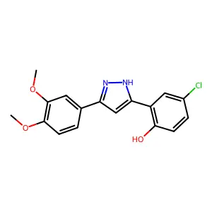 4-chloro-2-(5-(3,4-dimethoxyphenyl)-1H-pyrazol-3-yl)phenol structure