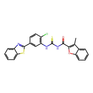 1-[5-(1,3-BENZOTHIAZOL-2-YL)-2-CHLOROPHENYL]-3-(3-METHYL-1-BENZOFURAN-2-CARBONYL)THIOUREA structure