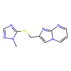 2-(((1-methyl-1H-1,2,4-triazol-5-yl)thio)methyl)imidazo[1,2-a]pyrimidine structure