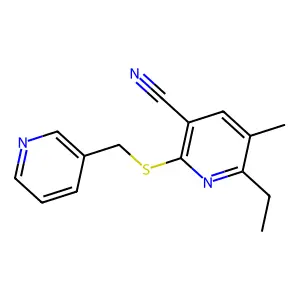 6-Ethyl-5-methyl-2-[(pyridin-3-ylmethyl)sulfanyl]nicotinonitrile structure