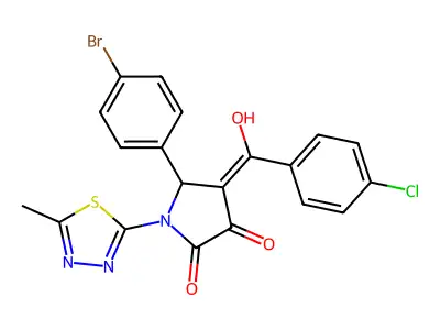 5-(4-bromophenyl)-4-(4-chlorobenzoyl)-3-hydroxy-1-(5-methyl-1,3,4-thiadiazol-2-yl)-2,5-dihydro-1H-pyrrol-2-one structure