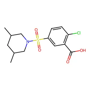 rel-2-Chloro-5-(((3R,5S)-3,5-dimethyl-1-piperidinyl)sulfonyl)benzoic acid structure